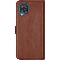 Selencia Étui portefeuille en cuir véritable Samsung Galaxy A12 - Marron clair