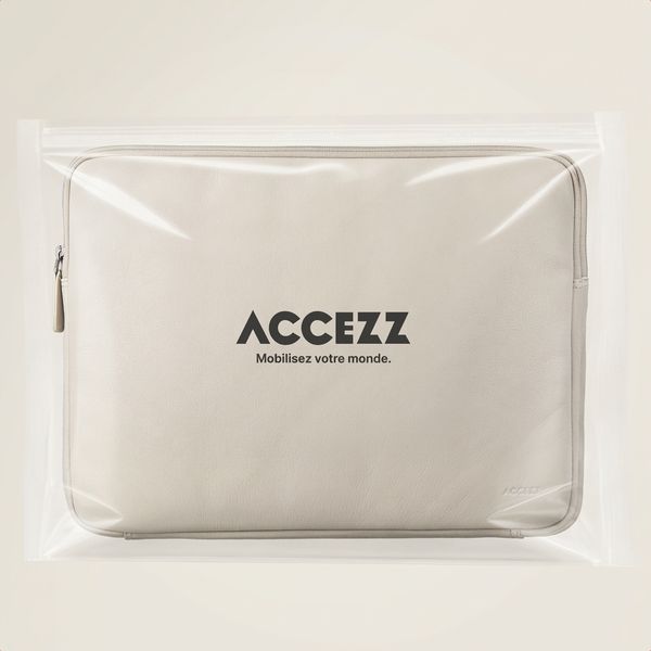 Accezz Pochette ordinateur Leather avec fermeture éclair 13-14 pouces - Beige