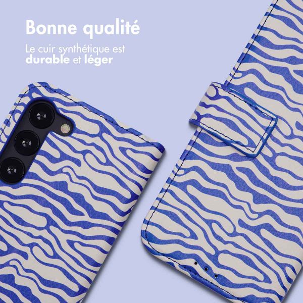 imoshion Étui de télephone portefeuille Design Samsung Galaxy S23 - White Blue Stripes