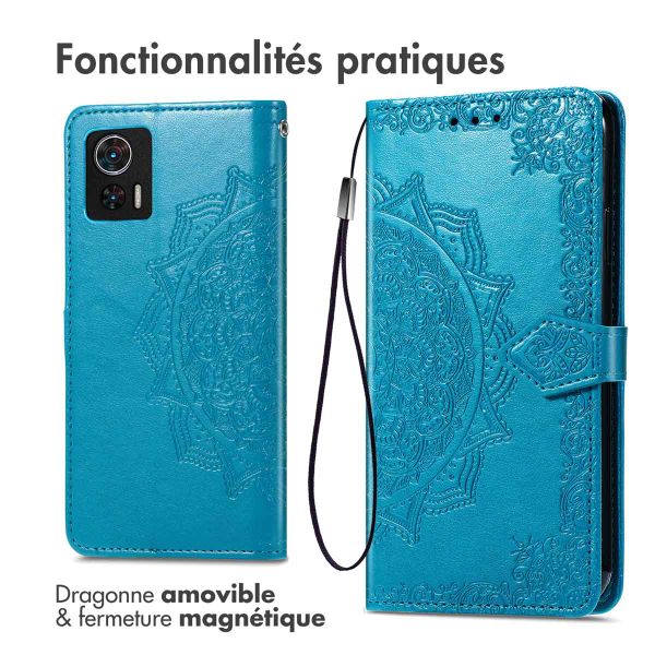 imoshion Etui de téléphone portefeuille Mandala Motorola Edge 30 Neo - Turquoise