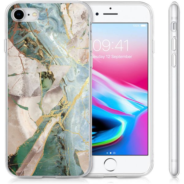 imoshion Coque Design iPhone SE (2022 / 2020) / 8 / 7 / 6(s) - Marbre -Beige