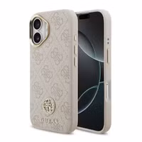 Guess Coque arrière en cuir avec logo Strass classique et MagSafe Apple iPhone 17 - Rose