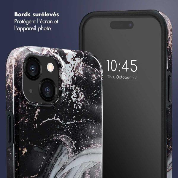 Selencia Coque arrière Vivid Tough iPhone 15  - Chic Marble Black