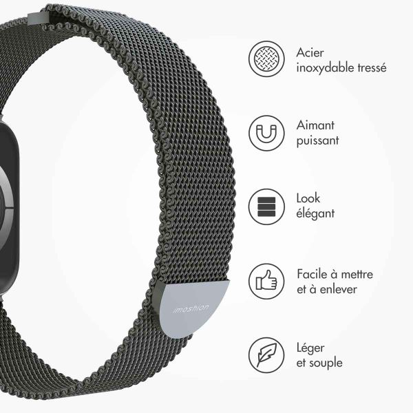 imoshion Bracelet magnétique milanais Apple Watch Series 1 - 11 / SE / Ultra (44/45/46/49 mm) - Taille S - Space Grey