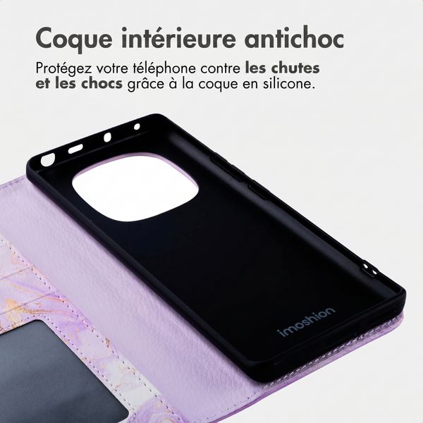 imoshion Étui de télephone portefeuille Design Xiaomi Redmi Note 14 Pro (4G) - Purple Marble