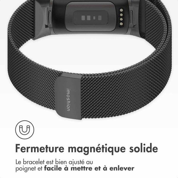 imoshion Bracelet magnétique milanais Fitbit Charge 5 - Taille M - Noir