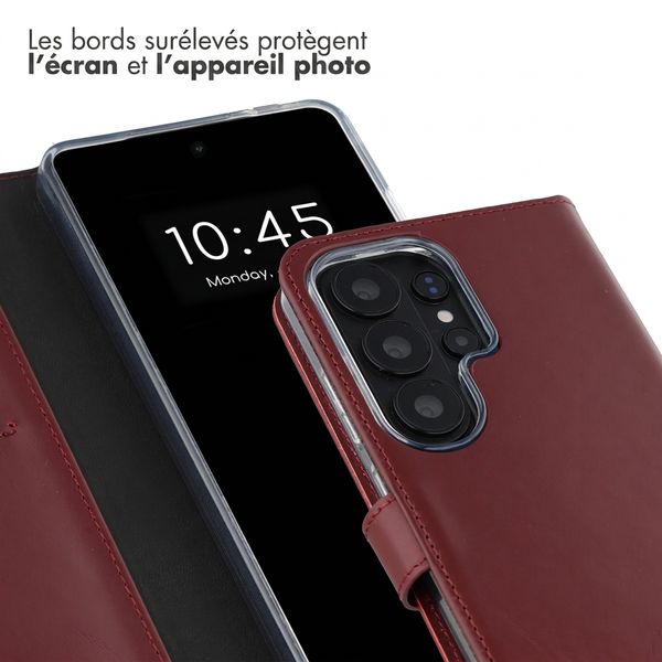 Selencia Étui portefeuille en cuir véritable Samsung Galaxy S26 Ultra - Burgundy