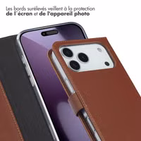 Selencia Étui portefeuille en cuir véritable Apple iPhone 17 Pro Max - Lichtbruin
