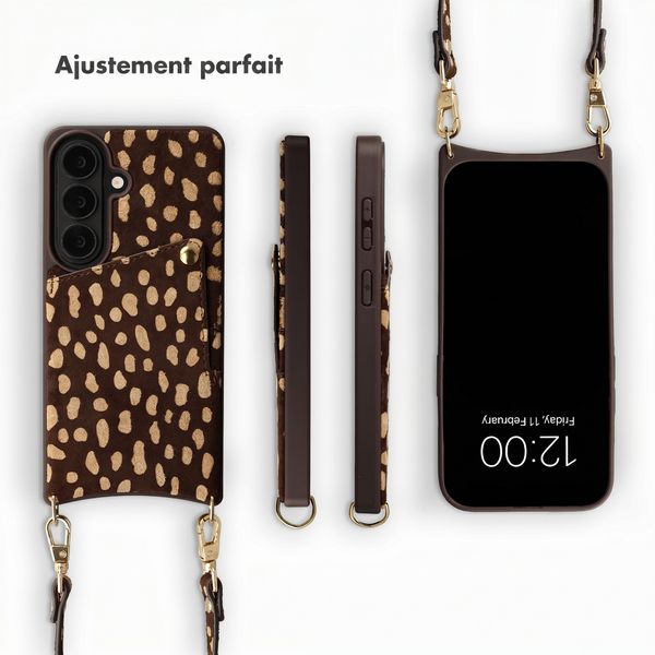 Selencia Nova coque arrière en cuir véritable avec porte-cartes Samsung Galaxy S26 - Fawn Chic