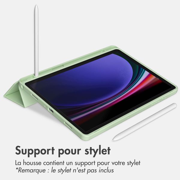 Accezz Coque tablette portefeuille Smart Silicone Samsung Galaxy Tab A9 Plus - Vert clair
