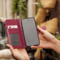 imoshion Étui de télephone portefeuille Design Apple iPhone SE (2022 / 2020) / 8 / 7 / 6(s) - Crush Check Coral Dust