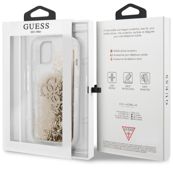 Guess Coque 4G Logo Liquid Glitter Apple iPhone 13 Mini - Doré