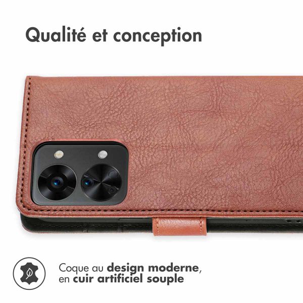 imoshion Étui de téléphone portefeuille Luxe OnePlus Nord 2T - Brun