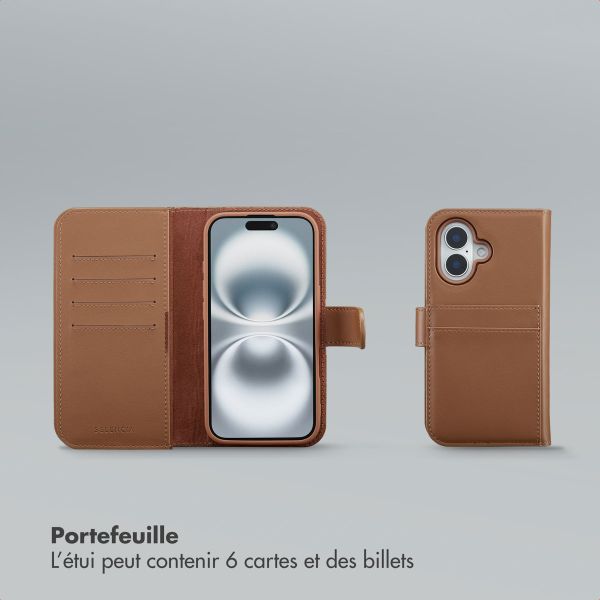 Selencia Étui portefeuille amovible Olyn avec MagSafe Apple iPhone 16 - Marron