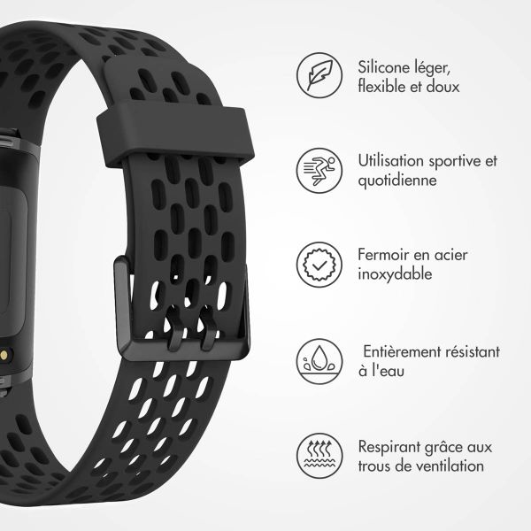 imoshion Bracelet de sport en silicone avec trous Fitbit Charge 5 / Charge 6 - Noir