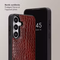 Selencia Coque de télephone Nova Croco avec cordon et porte-cartes Samsung Galaxy S25 FE - Burgundy