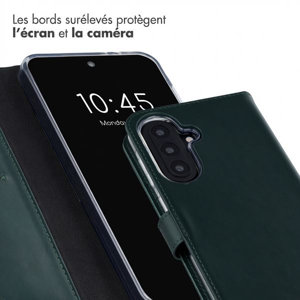Selencia Étui portefeuille en cuir véritable Samsung Galaxy A57 (5G) - Vert