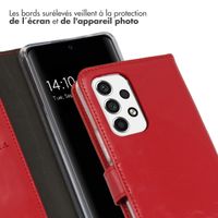 Selencia Étui de téléphone portefeuille en cuir véritable Samsung Galaxy A53 - Rouge