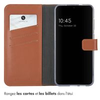 Selencia Étui portefeuille en cuir véritable Samsung Galaxy S25 - Marron clair