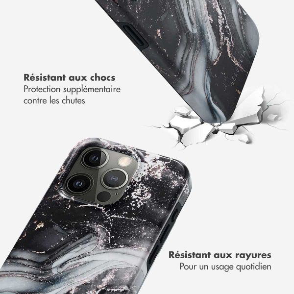 Selencia Coque arrière Vivid Tough iPhone 15 Pro - Chic Marble Black