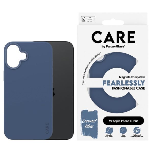 CARE by PanzerGlass Coque Fashion MagSafe iPhone 16 Plus - Bleu