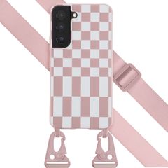 Selencia ﻿Coque design en silicone avec cordon amovible Samsung Galaxy S22 - Irregular Check Sand Pink