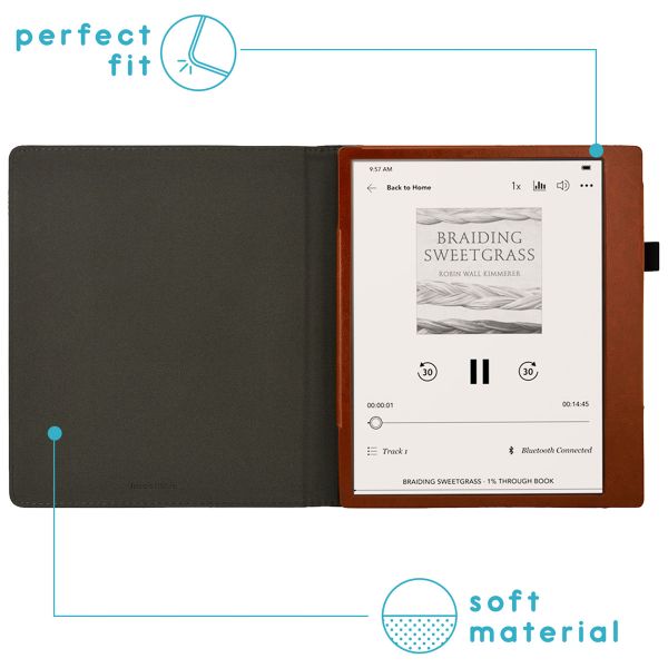 imoshion Étui de liseuse portefeuille en cuir végan Kobo Elipsa 2E - Marron foncé