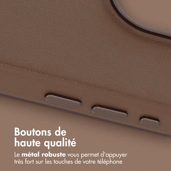 Accezz Coque arrière en cuir avec MagSafe Apple iPhone 15 Pro - Marron café