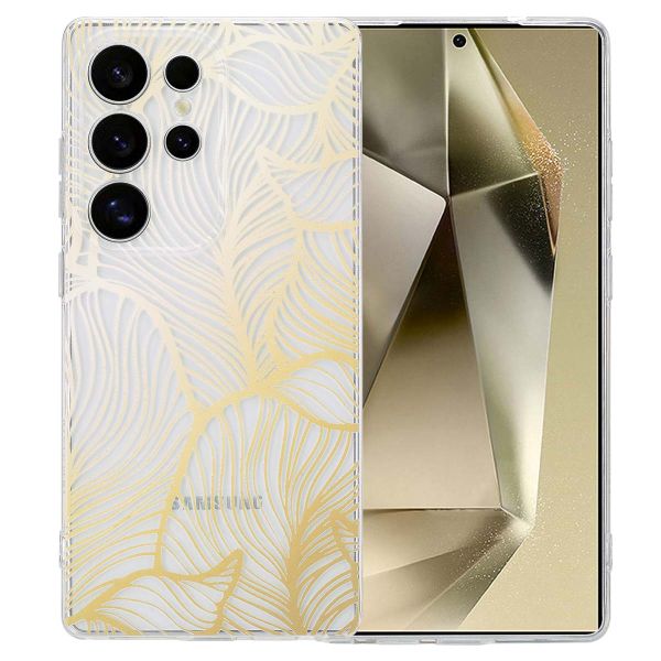 imoshion Coque Design Samsung Galaxy S25 Ultra - Golden Leaves Transparent