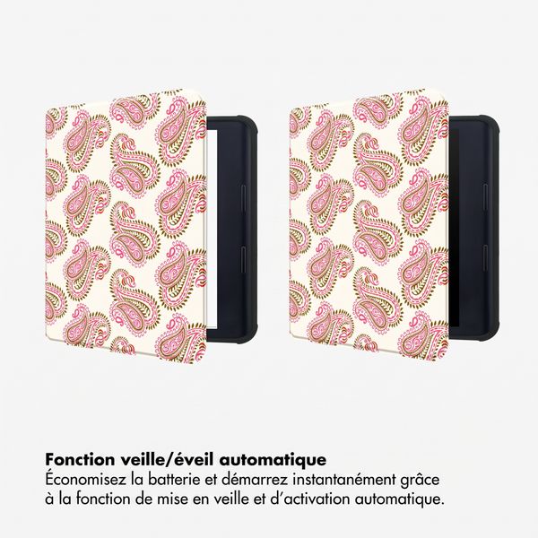 Selencia Étui de liseuse portefeuille Vivid Kobo Libra Colour - Paisley Blush