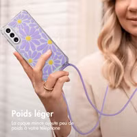 imoshion Coque Design avec cordon Samsung Galaxy A56 - Tropical Violet Flowers Connect