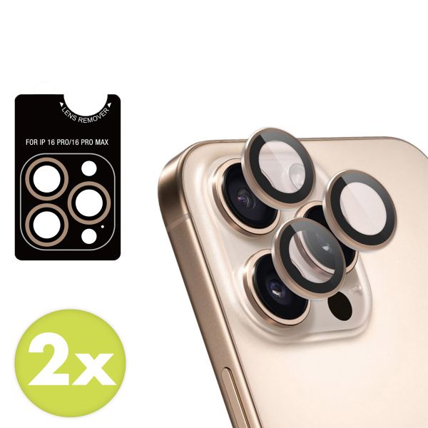 imoshion Lot de 2 protections d'objectif de caméra Apple iPhone 16 Pro / 16 Pro Max - Desert / Titanium