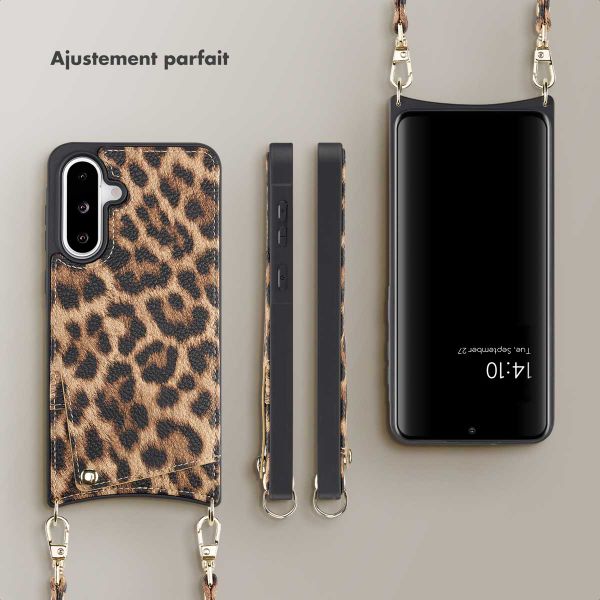 Selencia Coque arrière avec cordon et porte-cartes Nova Samsung Galaxy A36 / A56 - Leopard