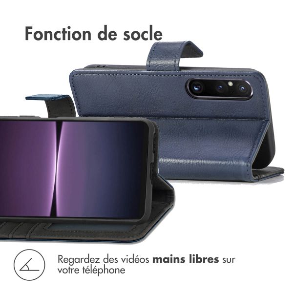 imoshion Étui de téléphone portefeuille Luxe Sony Xperia 1 V - Bleu foncé