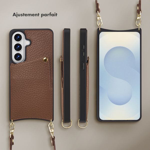 Selencia Coque de télephone Nova avec cordon et porte-cartes Samsung Galaxy S26 - Mocha Brown