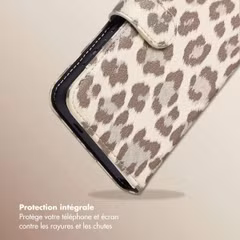 Selencia Étui de télephone portefeuille imprimé léopard Sabi Samsung Galaxy S25 / S24 - Soft Ivory