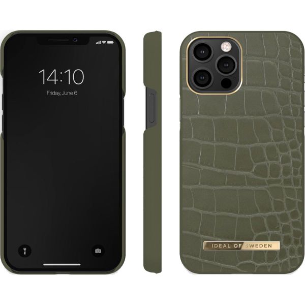 iDeal of Sweden Coque Atelier iPhone 12 (Pro) - Khaki Croco