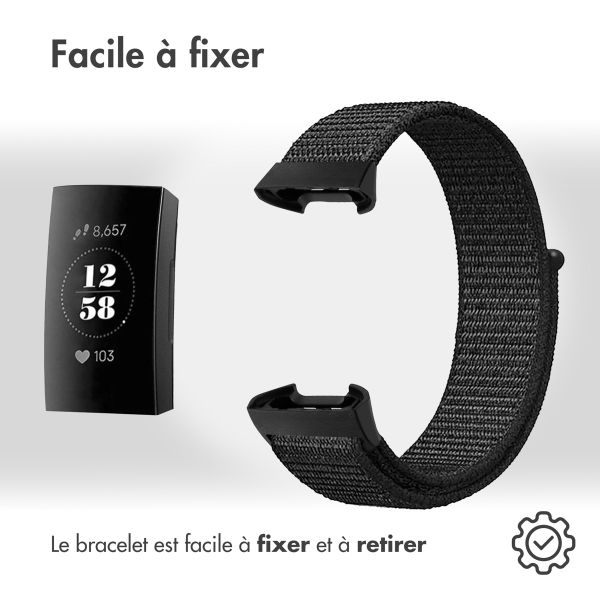 imoshion Bracelet en nylon le Fitbit Charge 3 / 4 - Noir