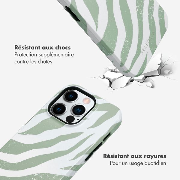 Selencia Coque arrière Vivid Apple iPhone 14 Pro - Colorful Zebra Sage Green