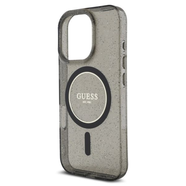 Guess MagSafe IML Glitter Case avec beads strap Apple iPhone 16 Pro Max - Noir