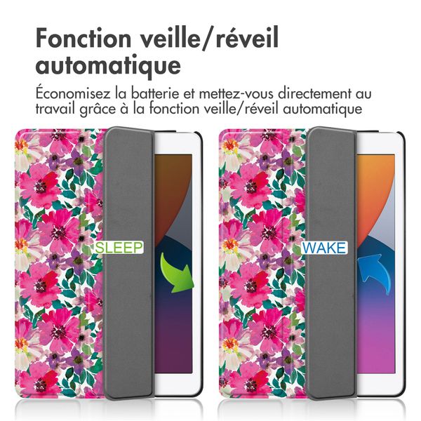 imoshion Coque tablette Design iPad 7 (2019) / iPad 8 (2020) / iPad 9 (2021) 10.2 inch - Floral Water Color