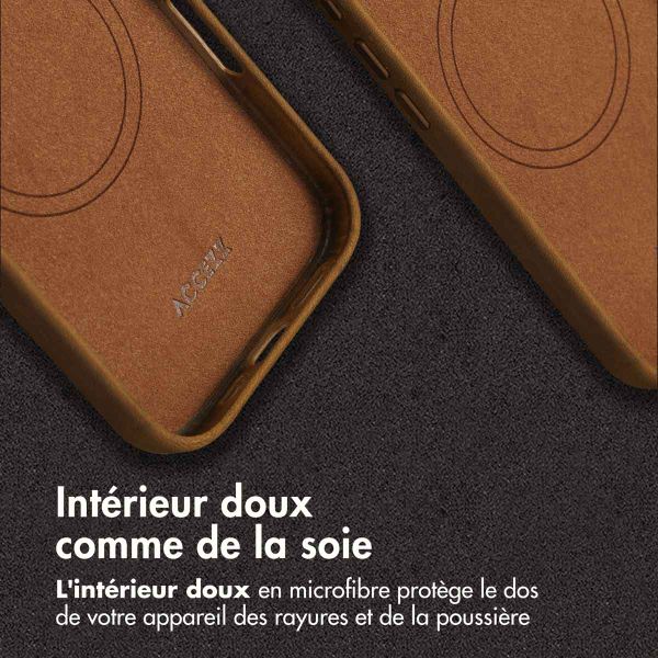 Accezz Coque MagSafe en cuir vintage Apple iPhone 16 Pro - Tabacco Cognac