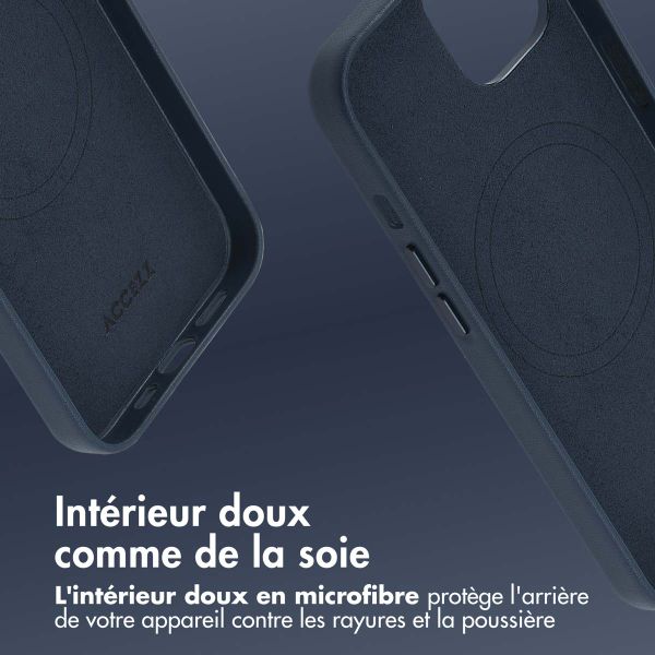 Accezz Coque arrière en cuir avec MagSafe Apple iPhone 14 - Nightfall Blue