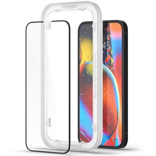 Spigen Protection d'écran en verre trempé AlignMaster Cover 2 Pack iPhone 13 / 13 Pro - Noir