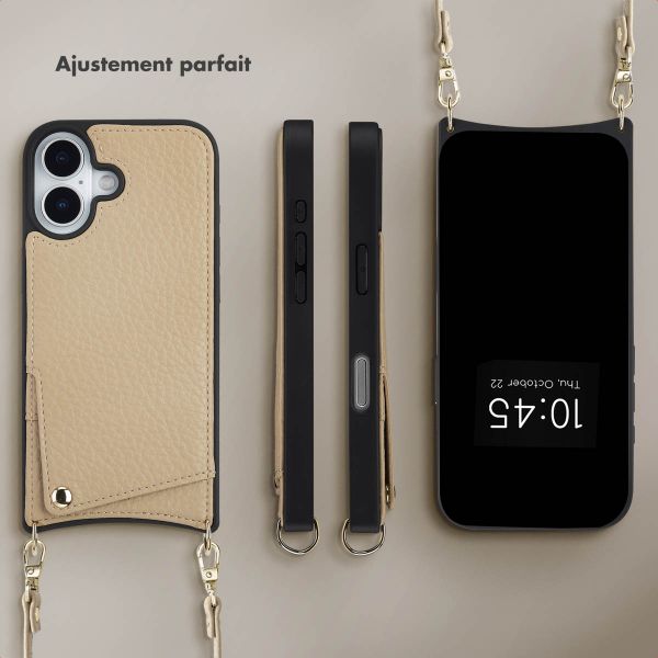 Selencia Coque de télephone Nova avec cordon et porte-cartes Apple iPhone 17 - Beige