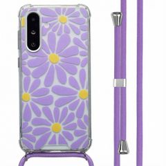 imoshion Coque Design avec cordon Samsung Galaxy A36 - Tropical Violet Flowers Connect