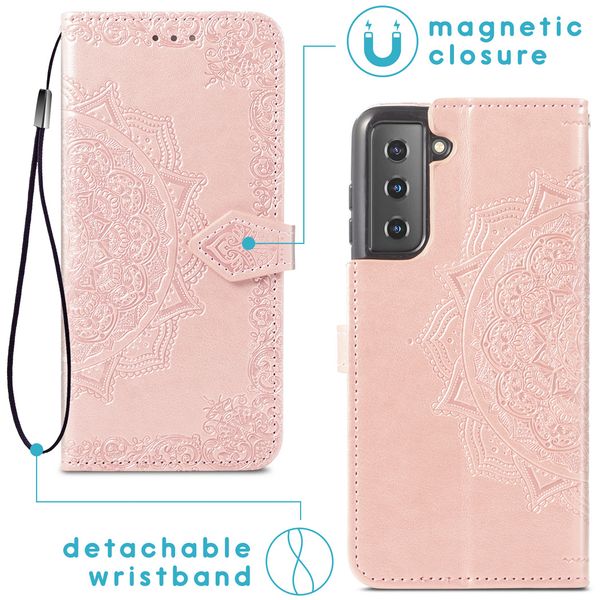 imoshion Etui de télephone Mandala Samsung Galaxy S21 - Rose Doré