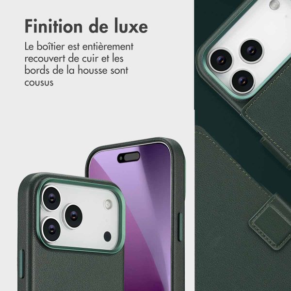 Accezz Étui de télephone portefeuille en cuir 2-en-1 avec MagSafe Apple iPhone 17 Pro Max - Cedar Green
