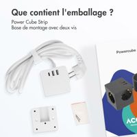 Accezz PowerCube Strip | 6-en-1 - 1x USB-C + 2x USB-A + 3x prise - 4000 watts - Blanc