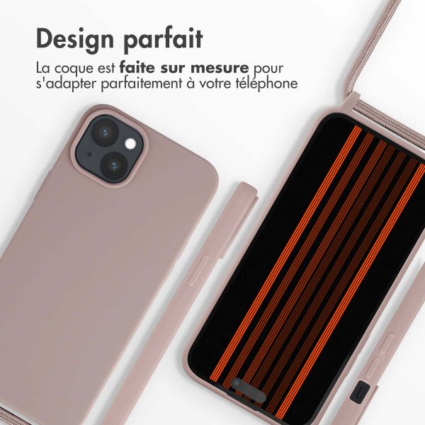 imoshion Coque en silicone avec cordon Apple iPhone 15 Plus - Sand Pink